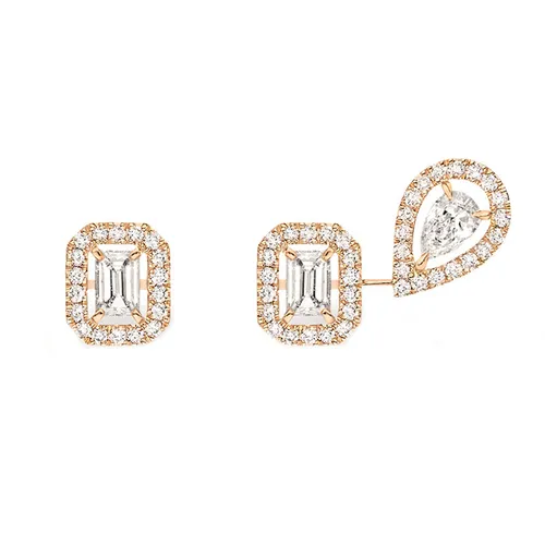 Messika My Twin 1 + 2 18ct Rose Gold 0.45ct Diamond Stud Earrings - Gold
