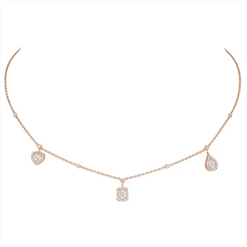 Messika My Twin 18ct Rose Gold 0.76ct Diamond Trio Necklace - Gold