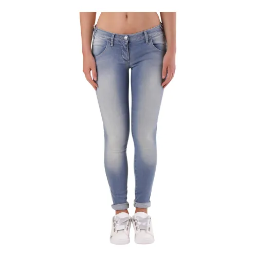 MET , Womens Blue Jeans with Zip and Button ,Blue female, Sizes: