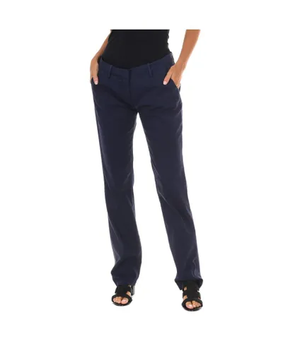 Met Womens Long Chinese style pants with straight hems 70DBF0028-G069 woman - Blue Cotton