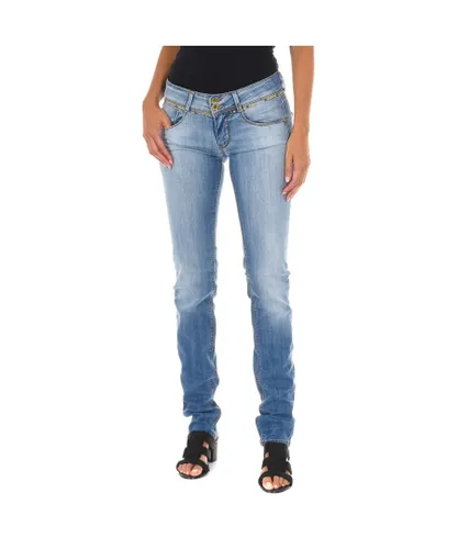 Met Womens Long jean pants with narrow cut hems 10DB50159 woman - Blue Cotton