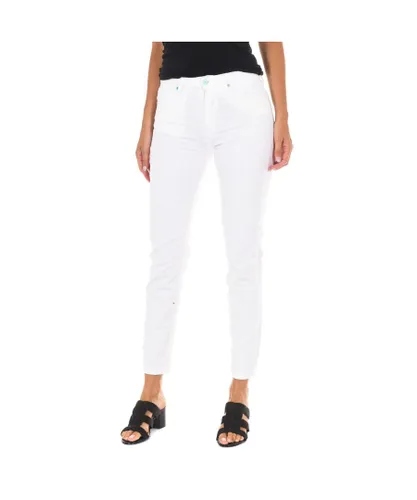 Met Womens Long jean pants with narrow cut hems 10DB50281-B075 woman - White Cotton
