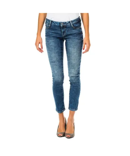 Met Womens Long jean pants with narrow cut hems 10DB50282 woman - Blue Cotton