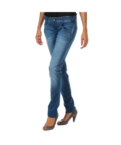 Met Womens Long jean pants with narrow cut hems 10DBF0322 woman - Blue Cotton