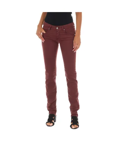 Met Womens Long jean pants with narrow cut hems 10DBF0475-B088 woman - Burgundy Cotton