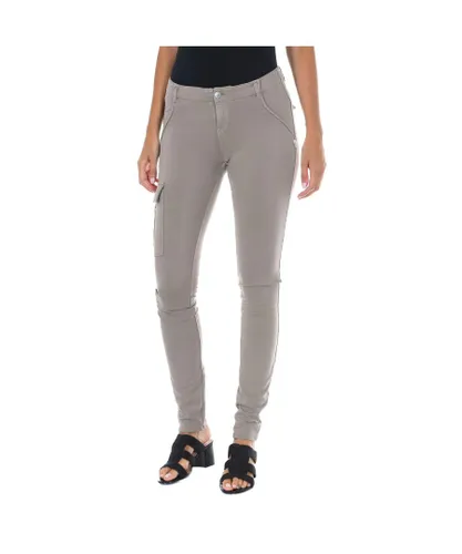 Met Womens Long plush pants with elastic fabric 10DBF0549-J100 woman - Brown Cotton