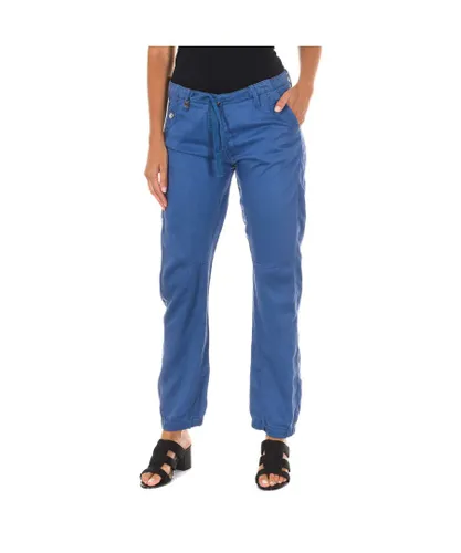 Met Womens Trousers Marcelle - Blue Cotton