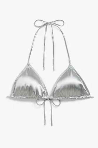 Metallic triangle bikini top - Grey