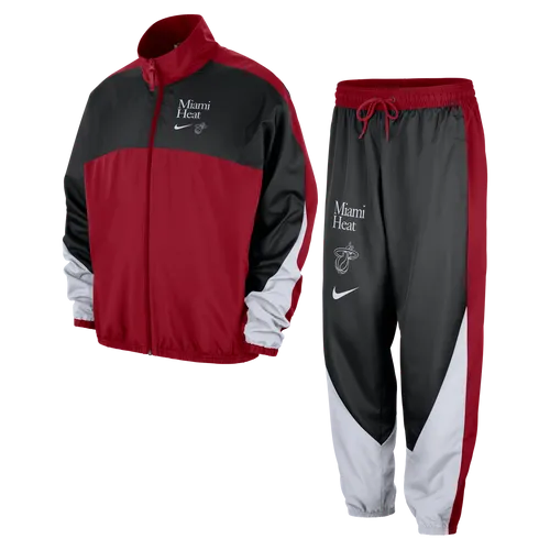 Miami Heat Starting 5 Courtside Men's Nike NBA Graphic Tracksuit - Red - Polyester