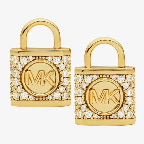 Michael Kors 14ct Gold Plated Cubic Zirconia Logo Padlock Stud Earrings MKC1628AN710