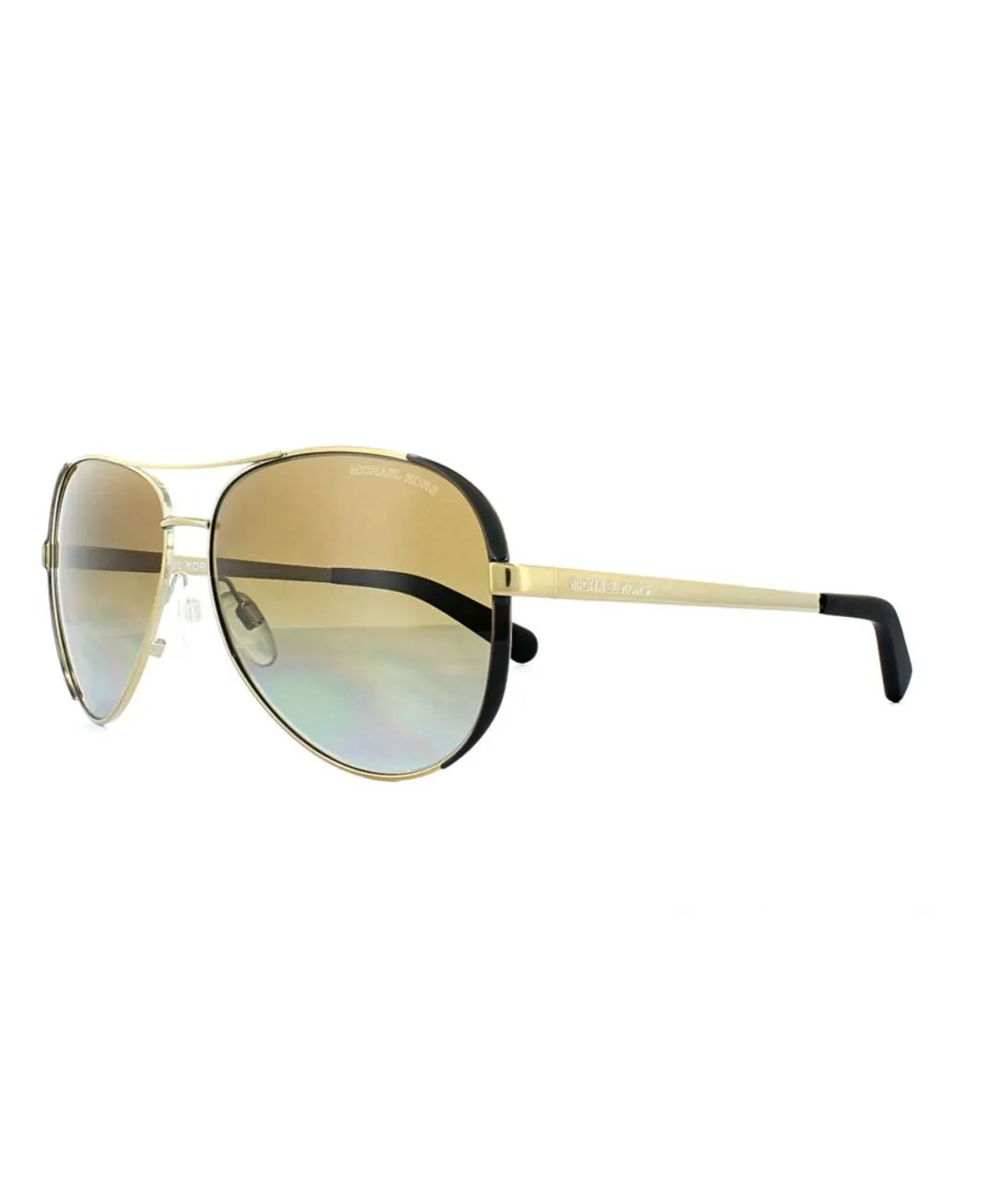 Michael Kors Aviator Womens Gold Dark Chocolate Brown Gradient Polarized Sunglasses Metal - One