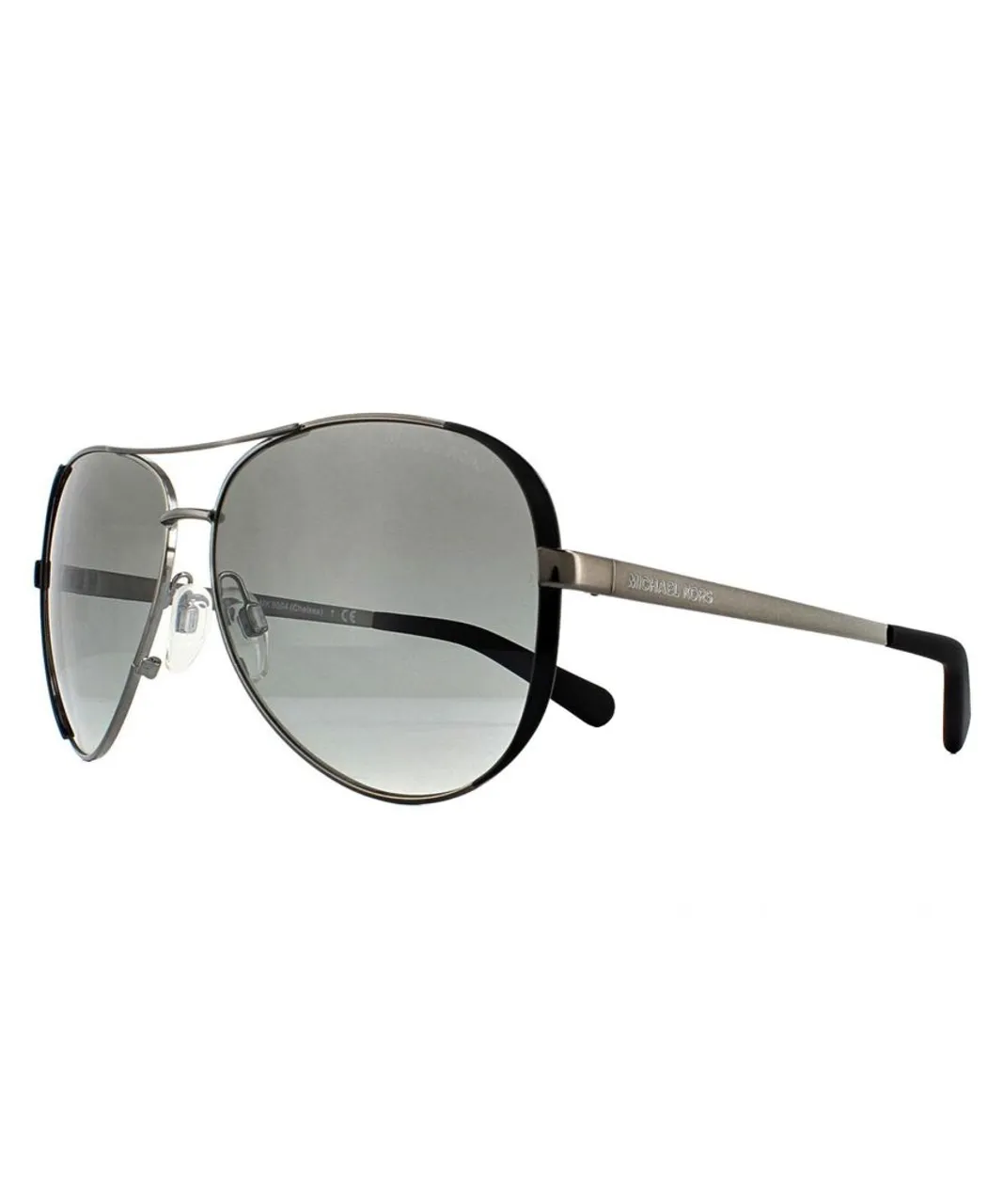 Michael Kors Aviator Womens Gunmetal Black Grey Gradient Sunglasses - One