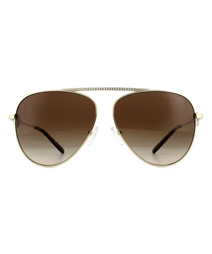 Michael Kors Aviator Womens Light Gold Brown Gradient Sunglasses Metal - One