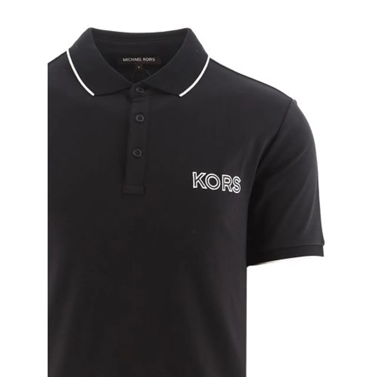 Michael Kors Black Chest Logo Tipped Polo Shirt