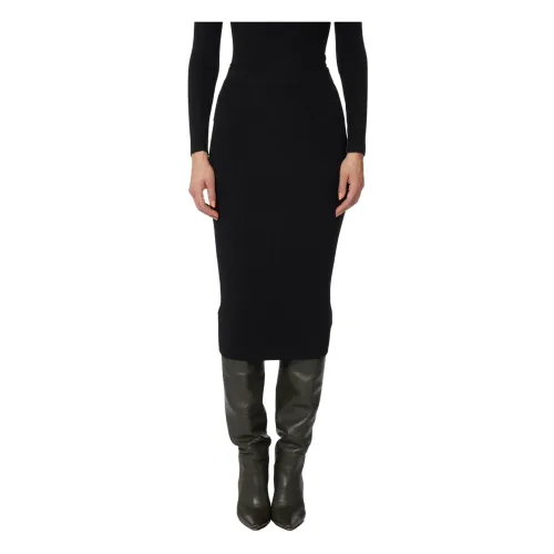 Michael Kors , Black Ribbed Wool Skirt ,Black female, Sizes: