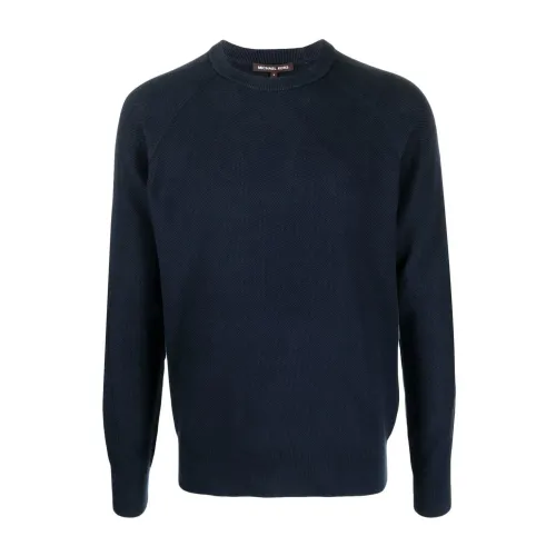 Michael Kors , Blue Cotton Crew Neck Sweater ,Blue male, Sizes: