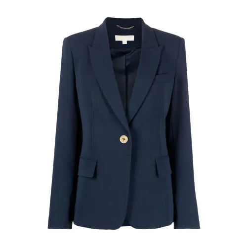 Michael Kors , Blue Crepe Blazer with Single Button Fastening ,Blue female, Sizes: