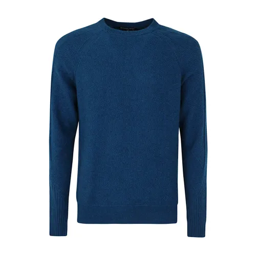 Michael Kors , Blue Mix Stitch Crew Pullover ,Blue male, Sizes: