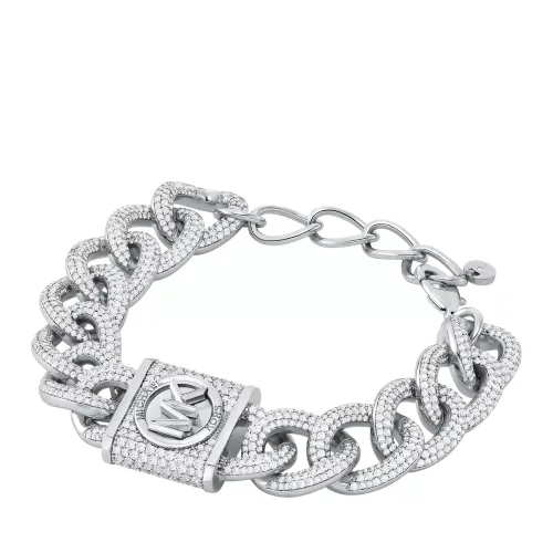 Michael Kors Bracelets - Platinum-Plated Brass Pavé Lock Statement Chain - silver - Bracelets for ladies