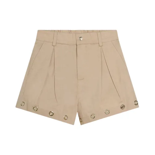 Michael Kors , Cotton Twill Shorts with MK Charm ,Beige female, Sizes: