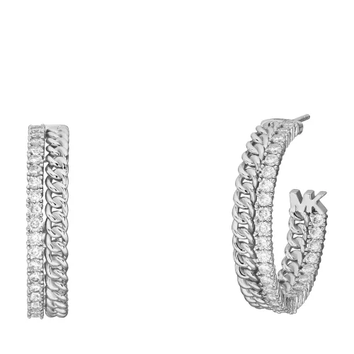 Michael Kors Earrings - Platinum-Plated Chain Hoop Earrings - silver - Earrings for ladies