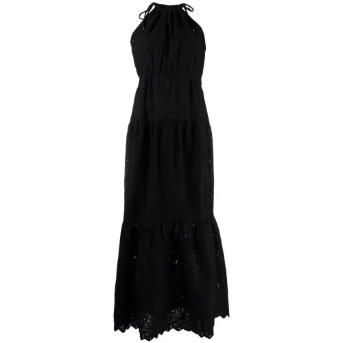 Michael Kors , Embroidered cotton maxi dress ,Black female, Sizes: