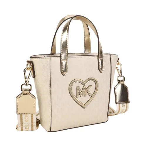 Michael Kors , Gold Heart Printed Bag ,Beige female, Sizes: ONE SIZE