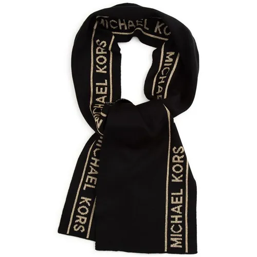 MICHAEL KORS Junior Intarsia Knit Logo Scarf - Black