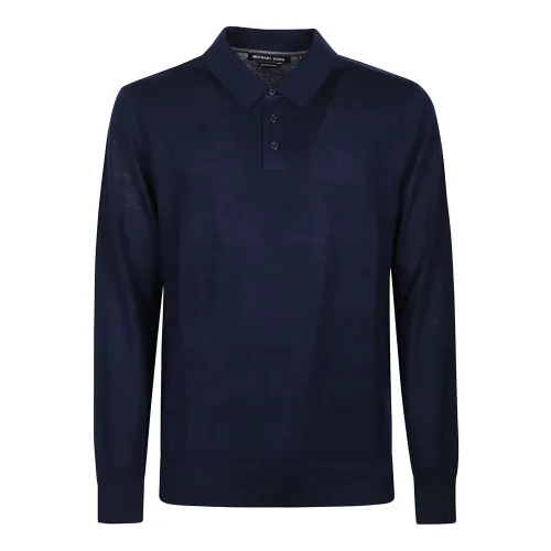 Michael Kors , Midnight Core Long Sleeve Polo Shirt ,Blue male, Sizes: