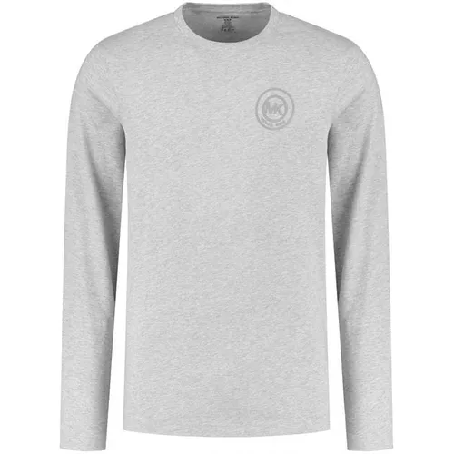 Michael Kors MK Logo Patch Long Sleeve T Shirt - Grey
