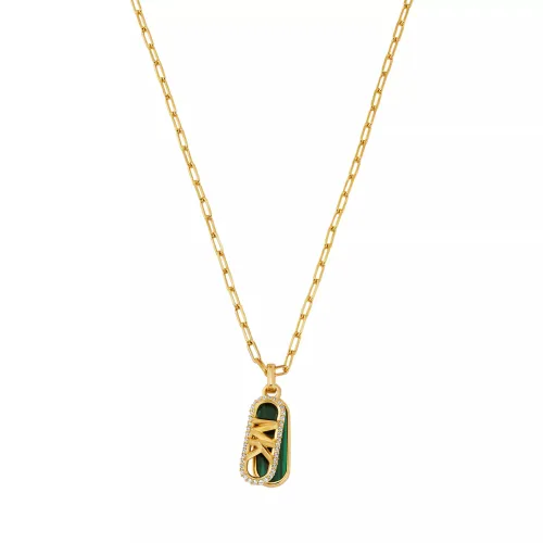 Michael Kors Necklaces - 14K Gold-Plated Malachite Acetate Dog Tag Necklace - gold - Necklaces for ladies
