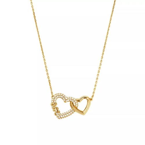 Michael Kors Necklaces - 14K Gold-Plated Pavé Interlocking Heart Necklace - gold - Necklaces for ladies
