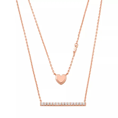 Michael Kors Necklaces - 14K Gold-Plated Sterling Silver Double Layer Heart - gold - Necklaces for ladies