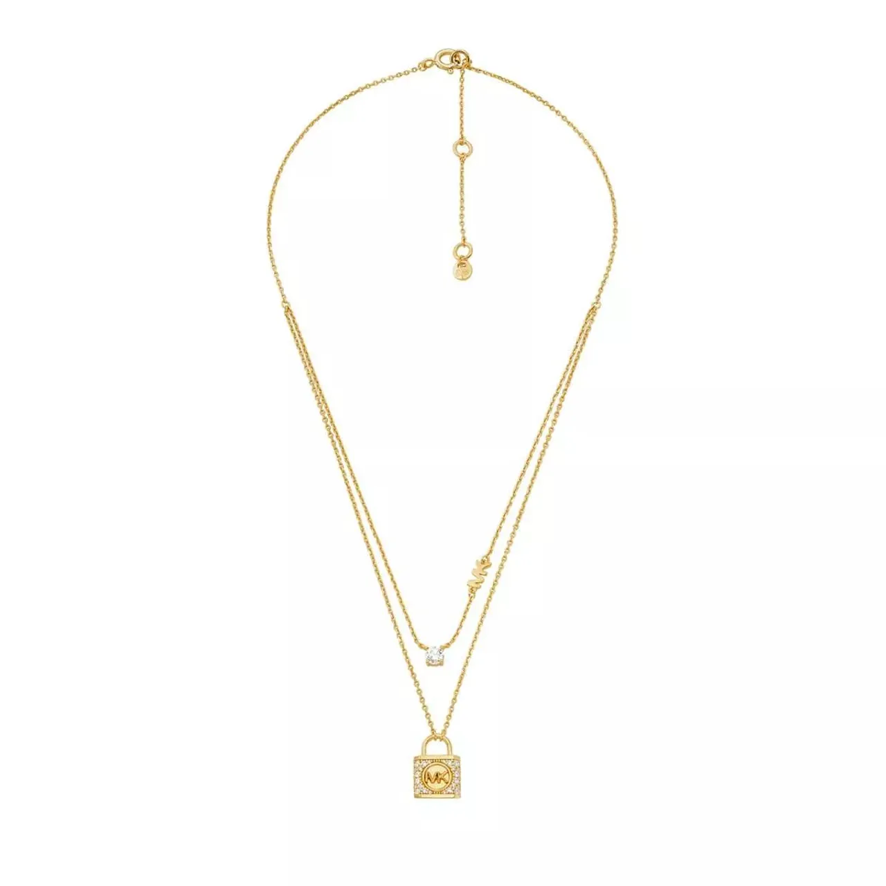 Michael Kors Necklaces - 14K Gold-Plated Sterling Silver Double Layered Pav - multi - Necklaces for ladies