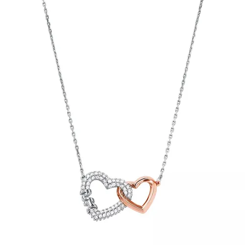 Michael Kors Necklaces - Pavé Interlocking Heart Necklace - silver - Necklaces for ladies