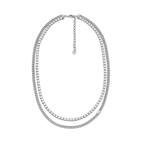 Michael Kors Necklaces - Platinum-Plated Mixed Tennis Double Layer Necklace - silver - Necklaces for ladies