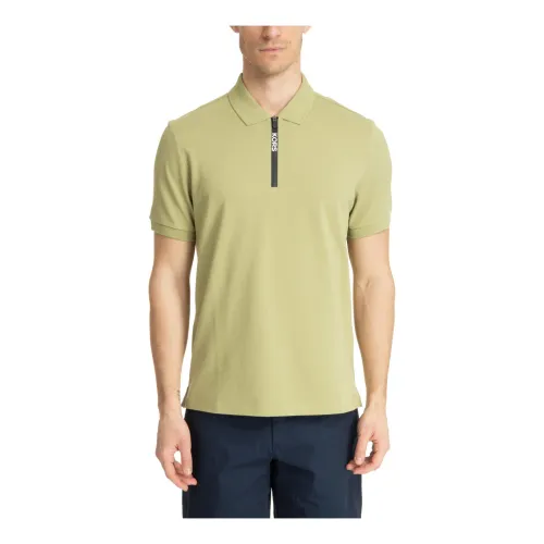 Michael Kors , Plain Polo Shirt with Zip Closure and Logo Details ,Green male, Sizes: