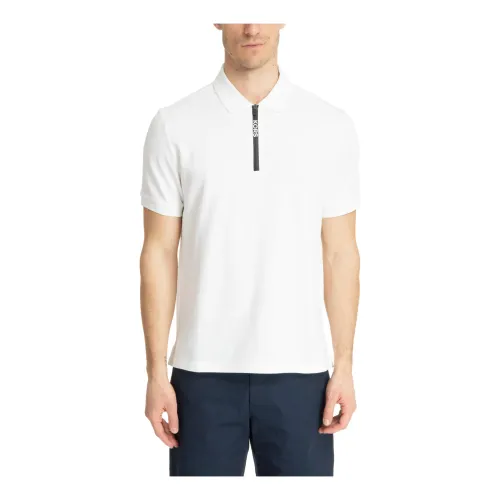 Michael Kors , Plain Polo Shirt with Zip Closure and Logo Details ,White male, Sizes:
