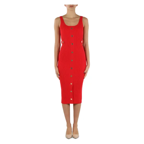 Michael Kors , Ribbed Viscose Blend Dress ,Red female, Sizes: