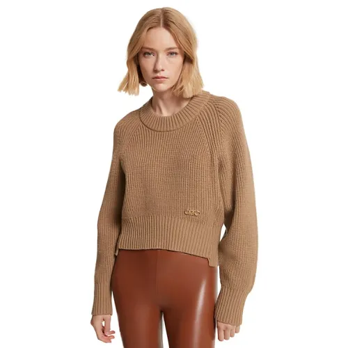 Michael Kors , Ribbed Wool and Cashmere Sweater ,Brown female, Sizes: