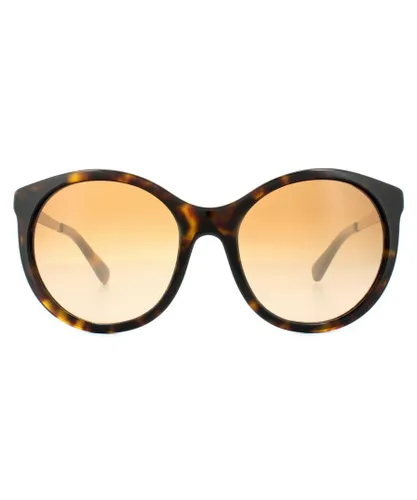Michael Kors Round Womens Dark Havana Light Brown Gradient Sunglasses Metal - One