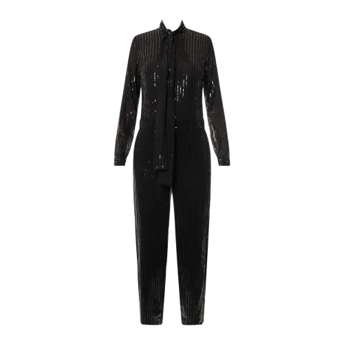 Michael Kors , Sequin Jumpsuit with Button Closure ,Black female, Sizes: