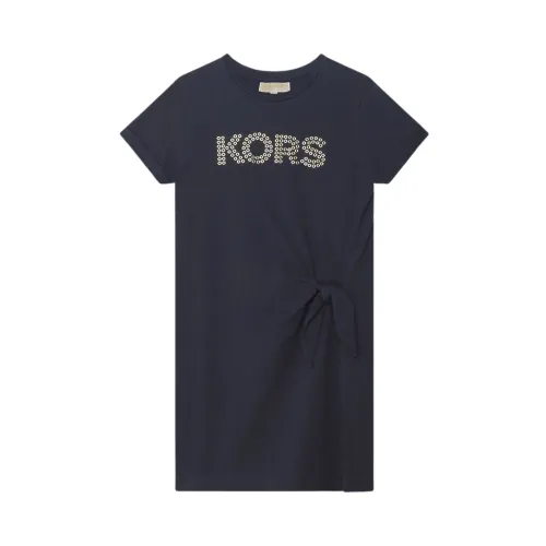 Michael Kors , Short Sleeve Cotton Logo Dress ,Blue female, Sizes: