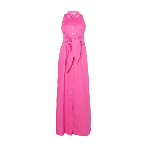 Michael Kors , Sleeveless Maxi Tie Dress Cerise ,Pink female, Sizes: