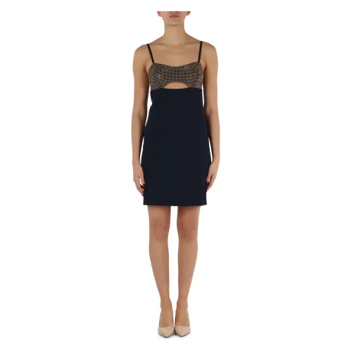 Michael Kors , Studded Stretch Fabric Short Dress ,Blue female, Sizes:
