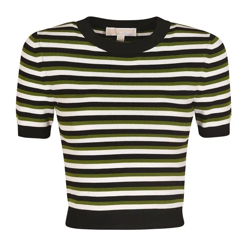 Michael Kors , TRI Color Stripe T-Shirt ,Black female, Sizes: