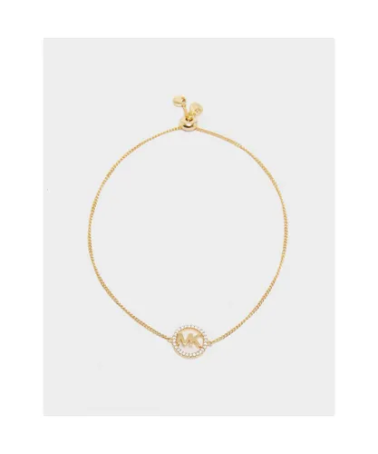 Michael Kors Womens Accessories 14k Gold-Plate Logo Bracelet in Gold Silver - One Size