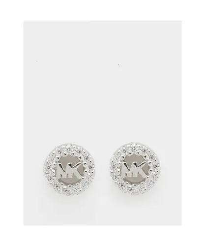 Michael Kors Womens Accessories Logo Stud Earrings in Silver Metal - One Size