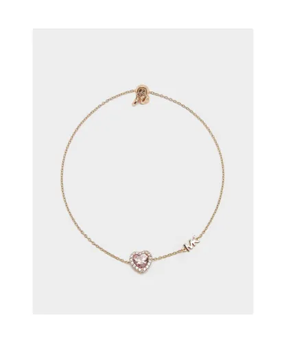 Michael Kors Womens Accessories Premium Heart Cut Bracelet in Rose Gold Silver - One Size