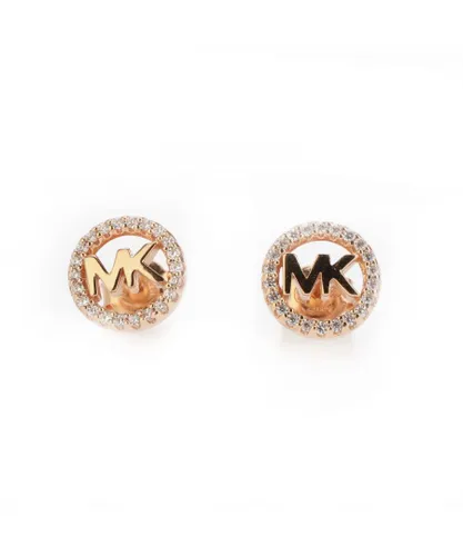 Michael Kors Womens Accessories Thin Logo Earrings in Rose Gold Metal - One Size